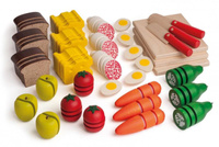 Drewniany Zestaw edukacyjny Erzi 42480 do krojenia i przygotowywania posiłków 27 elementów