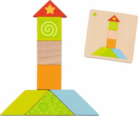 Tangram dla dzieci 37 el. drewniane klocki Kolorowy świat Goki 56316 układanki edukacyjne