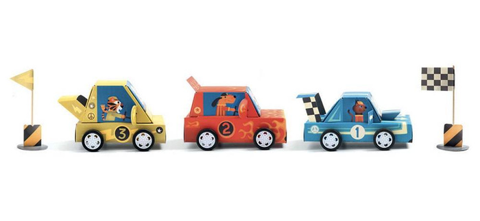 Wyścigi Samochodowe - zrób to sam DJ07932-Djeco, zestawy kreatywne z naklejkami