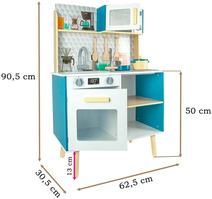 Kuchnia drewniana dla dzieci Plastry miodu, efekty dźwiękowe i świetlne