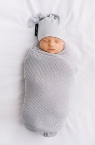 Lekki dzianinowy kocyk Mgiełka szary LL3141-Lullalove kocyki dla dzieci