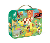 Puzzle w walizce Dzień na farmie 24 elementy Janod J02603