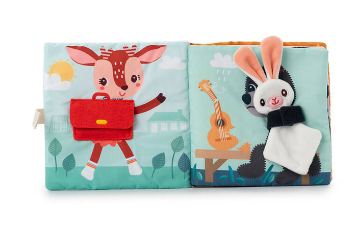 Miękka książeczka aktywizująca z mini komforterem Smok Joe i jego przytulanka 83492 LILLIPUTIENS