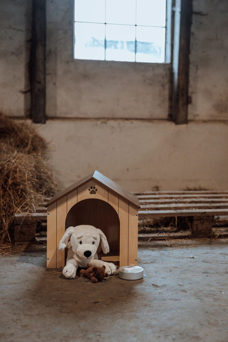 Drewniany domek dla piesków buda z akcesoriami do karmienia Astrup 84628