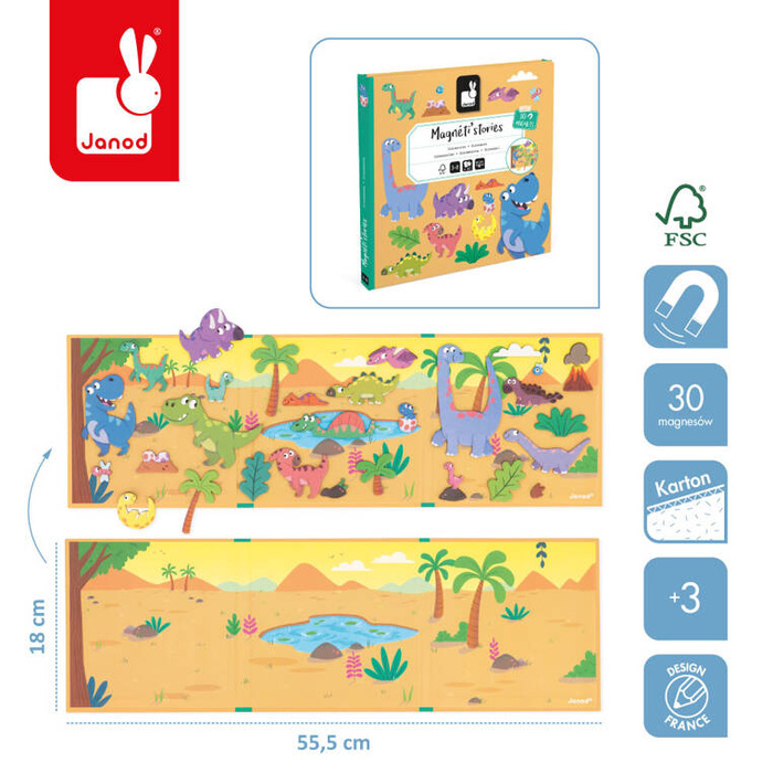 Magnetyczna układanka Dinozaury Magneti'stories J05450 Janod
