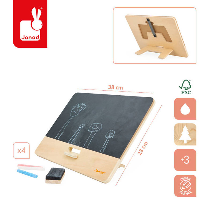 Tablica drewniana stołowa nablatowa z podpórką i akcesoriami Janod J09636