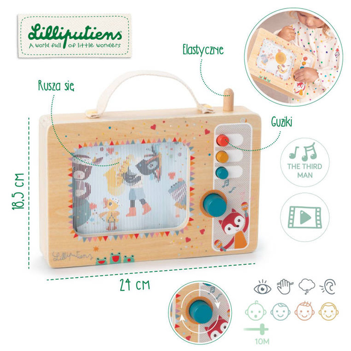 Drewniana animowana pozytywka Telewizor 83452 Lilliputiens