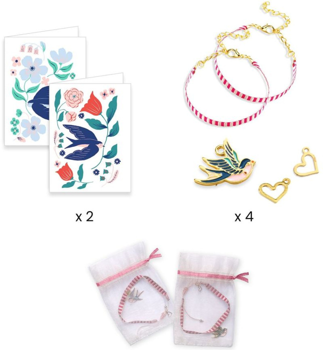 Zestaw do tworzenia bransoletek przyjaźni Ptaki Djeco DJ00011 – zabawy kreatywne DIY