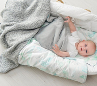 Oddychający koc bawełniany z wełną Szary LL4841-Lullalove, kocyki dla dzieci