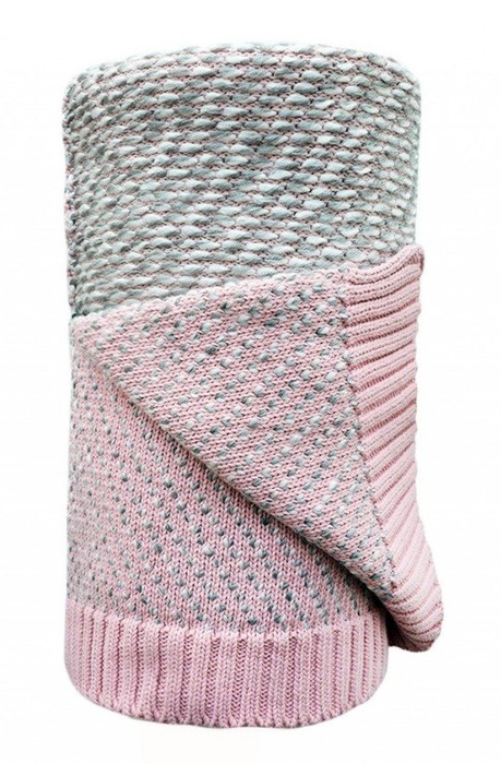 Oddychający koc bawełniany z wełną Różowy LL4834-Lullalove, kocyki dla dzieci