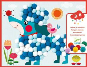 Psy - obrazki z mięciutkich pomponów DJ09867-Djeco, zestawy kreatywne