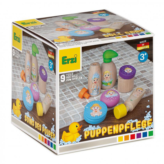 Kosmetyki dla lalki do pielęgnacji Erzi 21505 zestaw drewnianych akcesoriów