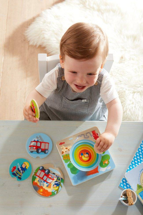 Drewniane puzzle warstwowe Straż pożarna krótkie historie 303252-Haba, układanki dla dzieci