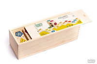 Klocki drewniane z figurami - domino dla dzieci, 91310-Bajo - gry drewniane