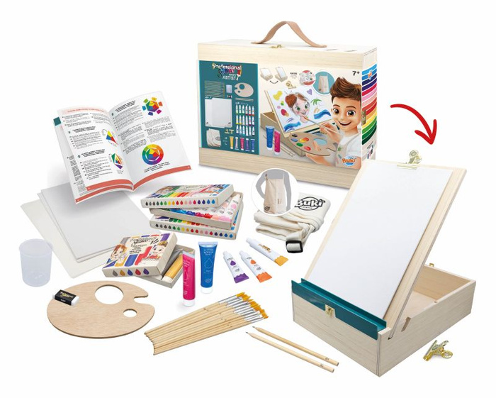 Drewniana walizka artysty z akcesoriami Buki 5440 Zestaw kreatywny dla dzieci