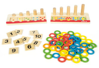 Układanka Montessori sorter nauka liczenia i kolorów Goula 55157 Klocki drewniane dla dzieci