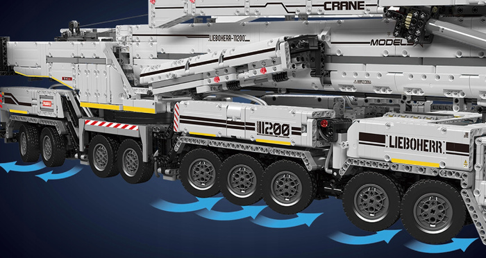 Klocki Mould King 17007 zdalnie sterowany Dźwig budowlany 8506 elementów Ultimate Liebherr LTM 11200