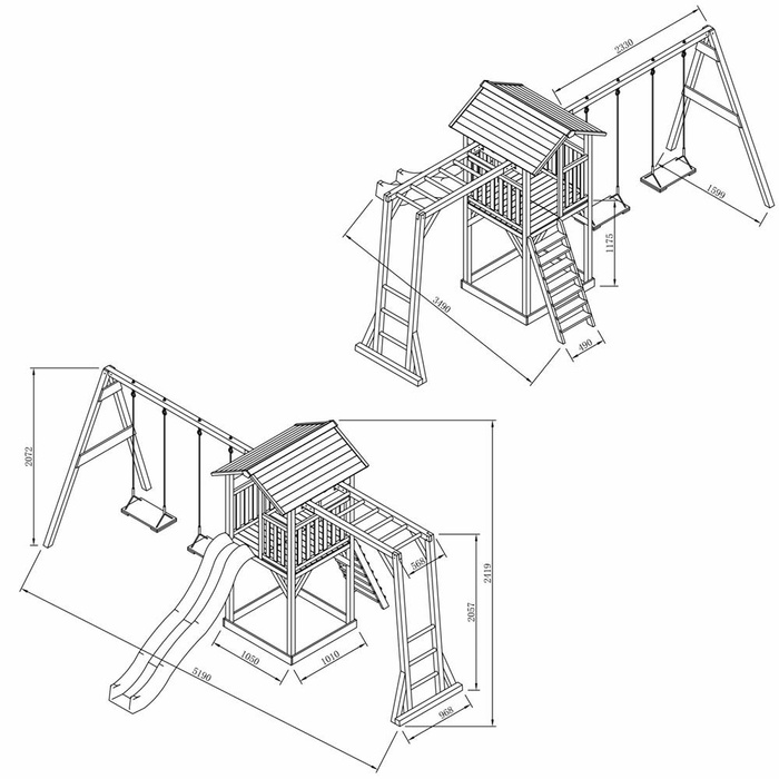 Drewniany Plac zabaw AXI A025.132.82 Wieża Huśtawki Drabinki wspinaczkowe Zjeżdżalnia i Piaskownica dla dzieci