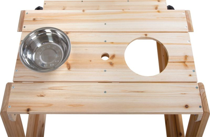 Drewniana piaskownica dla dzieci 3w1 stolik z ławką stół błotny Outdoor Small Foot 12411 zestaw mebli ogrodowych