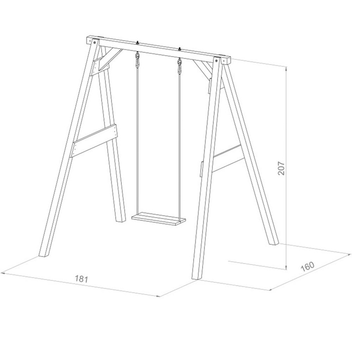 Drewniana szara Huśtawka z siedziskiem AXI A030.136.01 dla dzieci do ogrodowego placu zabaw