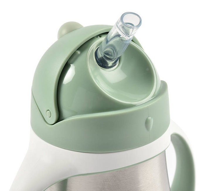 Bidon niekapek ze słomką termobutelka ze słomką 250 ml Sage green Beaba 913535
