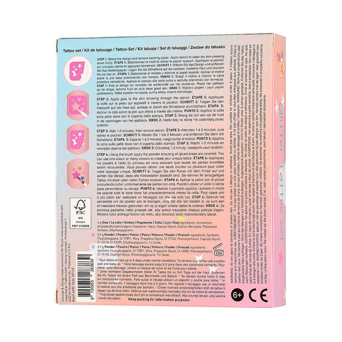 Tatuaże brokatowe z szablonami dla dzieci 12 el. Jednorożec Souza! 107149