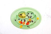 EZPZ Silikonowy talerzyk z podkładką mały 2w1 Mini Mat pastelowa zieleń EUMMS001- EZPZ, naczynia dla dzieci