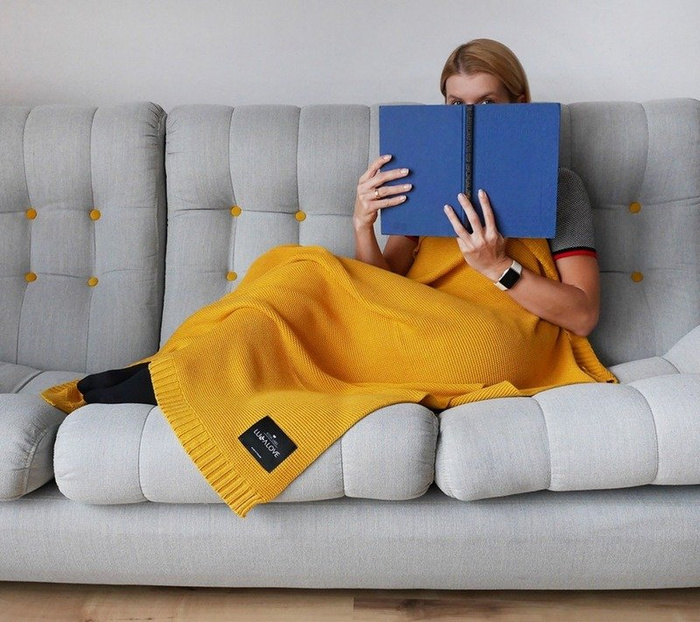 Duży koc bambusowy Baby blue LL3097-Lullalove, kocyki dla dzieci