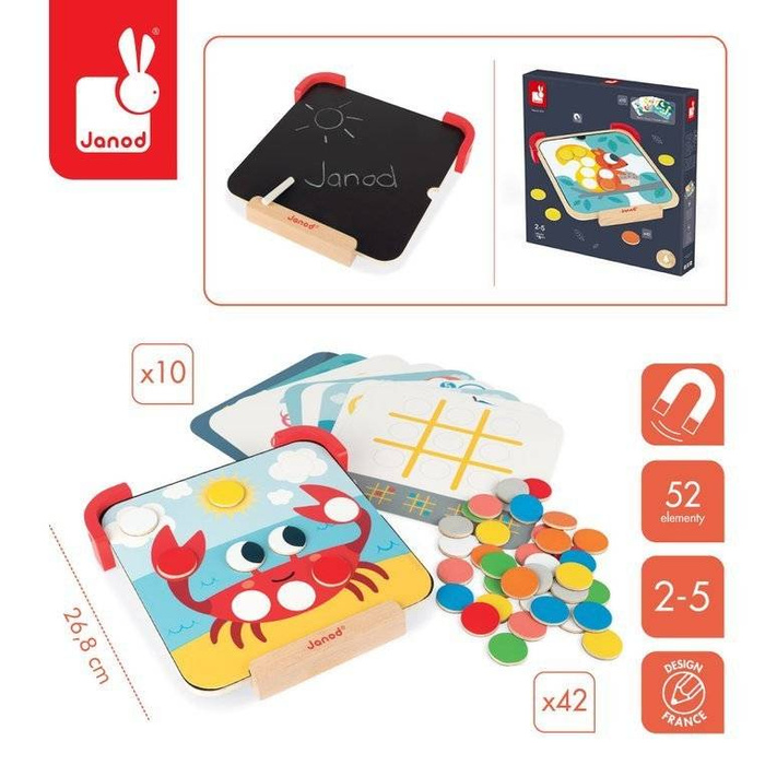 Układanka drewniana magnetyczna z tablicą Uczę się kolorów J05321-Janod