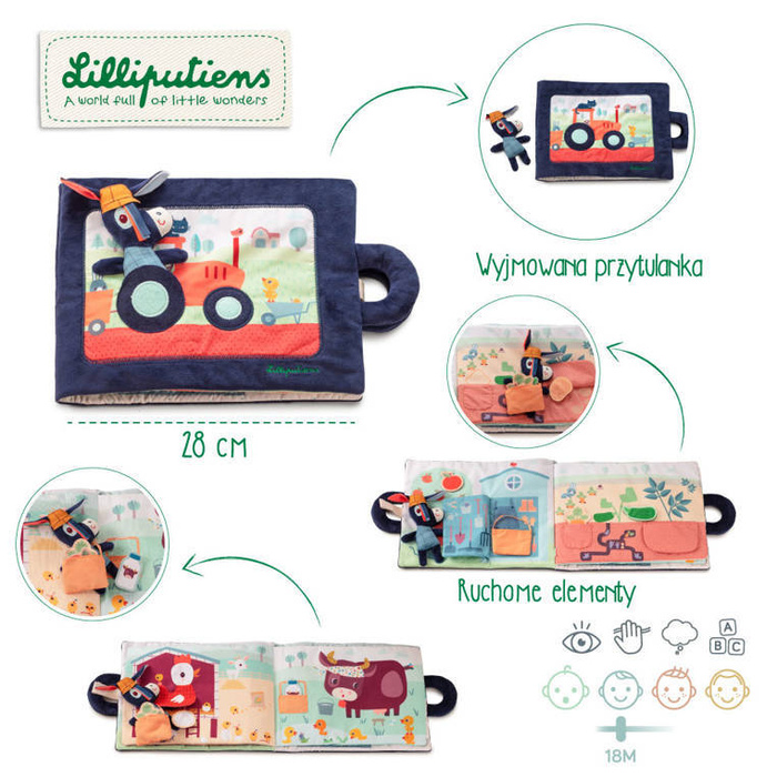 Miękka książeczka aktywizująca "Osiołek Ignace na farmie" 83415 Lilliputiens