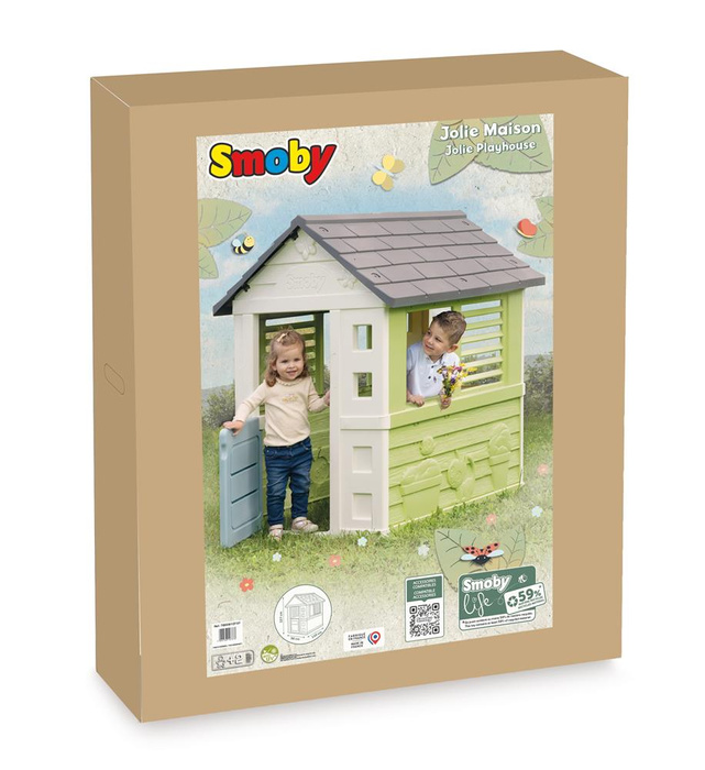 Wytrzymały Domek ogrodowy JOLIE Smoby 810737 z oknami i drzwiczkami do kreatywnej zabawy na świeżym powietrzu