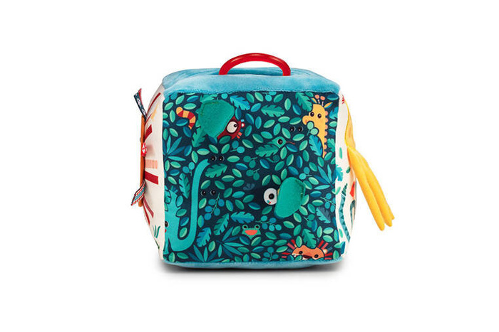 Kostka aktywizująca z pozytywką wielofunkcyjna miękka z gryzakiem Dżungla 83399 Lilliputiens