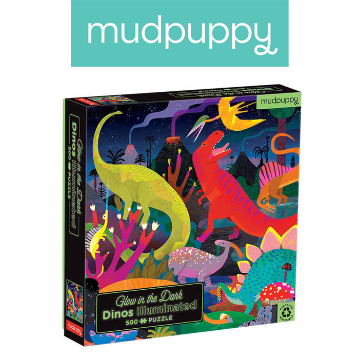 Dinozaury - świecące w ciemności puzzle 500 el dla całej rodziny MP66657-Mudpuppy, puzzle tekturowe