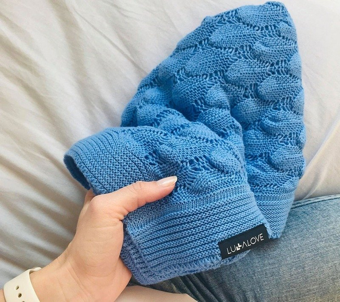 Kocyk ażurowy Boho szafir LL5800-Lullalove, kocyki dla dzieci