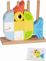 Gra logiczna dla dzieci Vario peg Drewniane klocki do układania 12 wzorów Goki 58331 Układanka