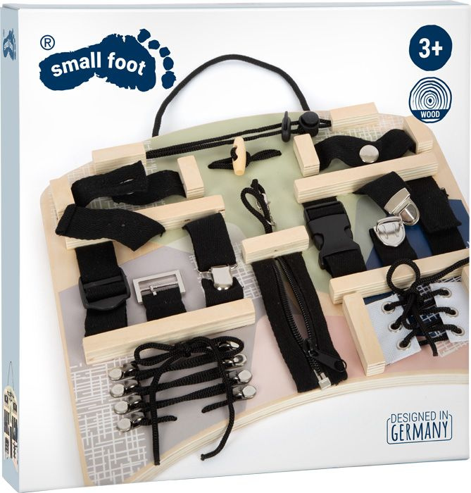 Tablica manipulacyjna sensoryczna aktywności ruchowej Czarne zatrzaski i wiązania 12391 Small Foot
