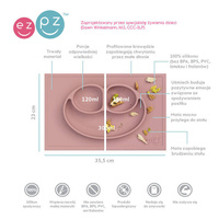 EZPZ Silikonowy talerzyk z podkładką 2w1 Happy Mat pastelowy róż EUHMB005- EZPZ, naczynia dla dzieci