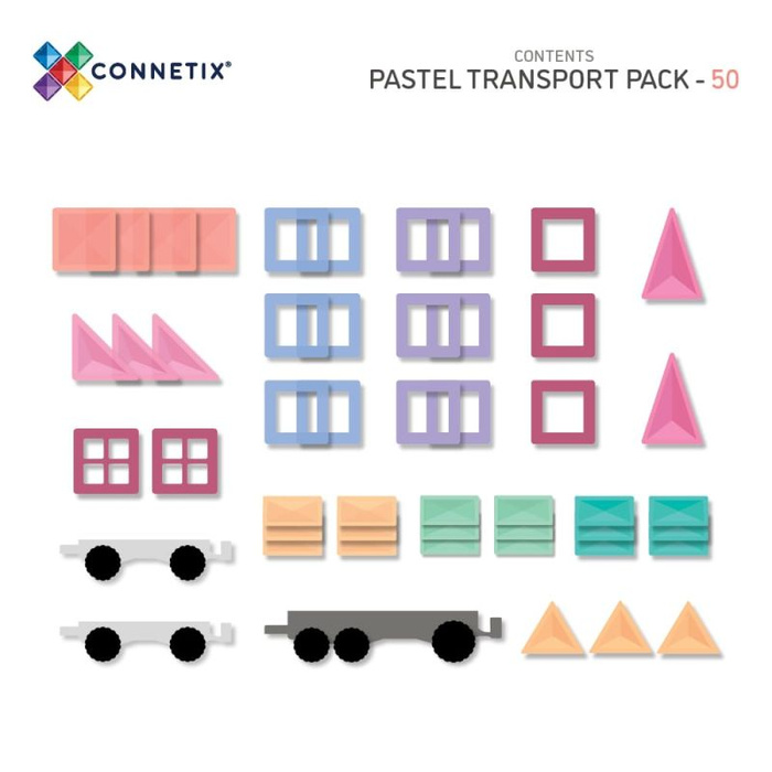 Klocki magnetyczne Pastel Transport Pack 50 el. Connetix P00050-TR