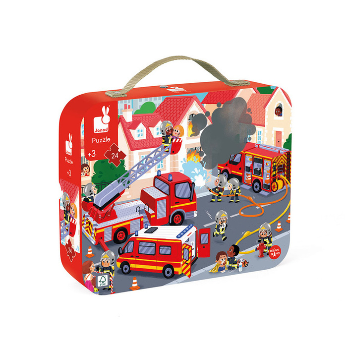 Puzzle w walizce Strażacy 24 elementy Janod J02530
