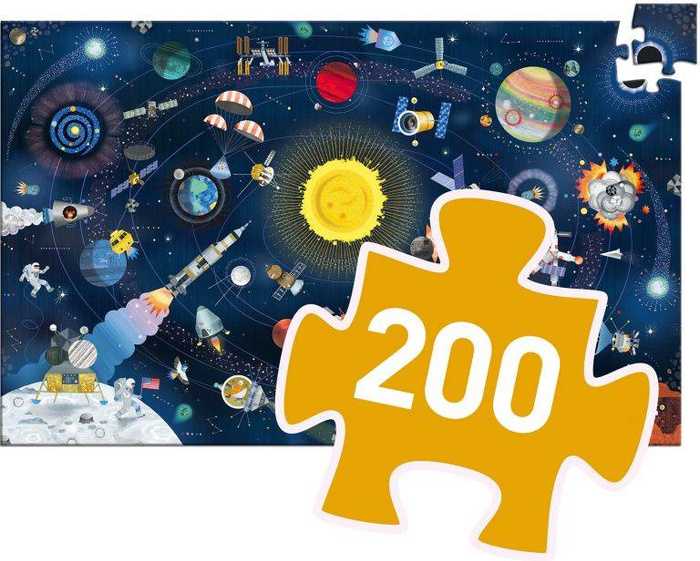 Tekturowe puzzle Kosmos z książeczką 200 el DJ07413-Djeco, układanki i puzzle dla dzieci