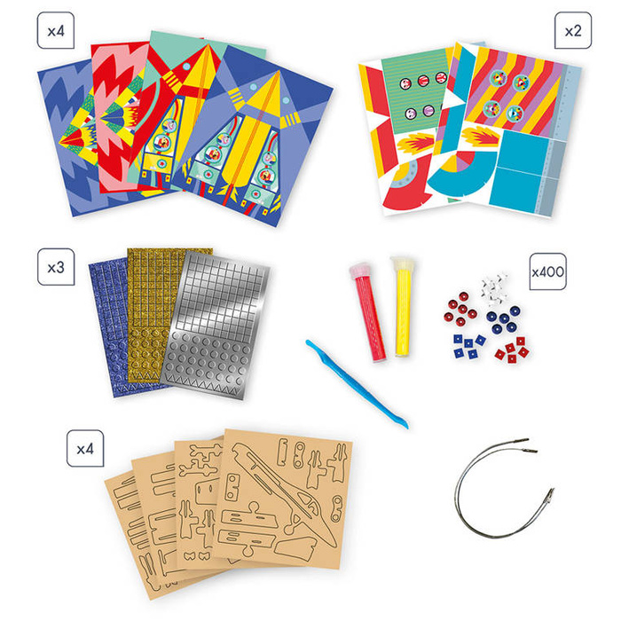 Zestaw kreatywny dla dzieci Kosmiczne Przygody 13 ozdób Janod J07876