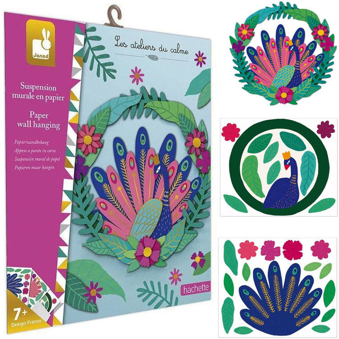 Zestaw kreatywny Papierowy wieniec na ścianę Paw 7+ J07942-Janod, zestaw artystyczny dla dzieci