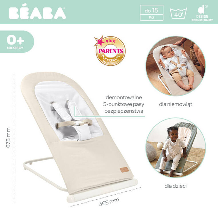 Leżaczek bujaczek składany Eazy Relax Greige Beaba 915056