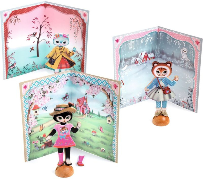 Mała przebieralnia z naklejkami Kotki Djeco DJ09859 zabawy kreatywne dla dzieci