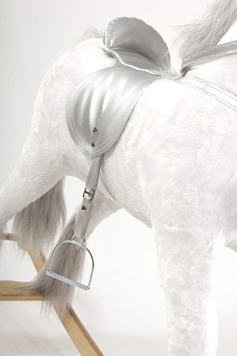 Bardzo duży biały koń na biegunach, zabawki dla dzieci na biegunach