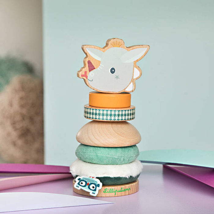 Drewniana układanka piramida z miękkimi elementami Smok Joe 83472 LILLIPUTIENS