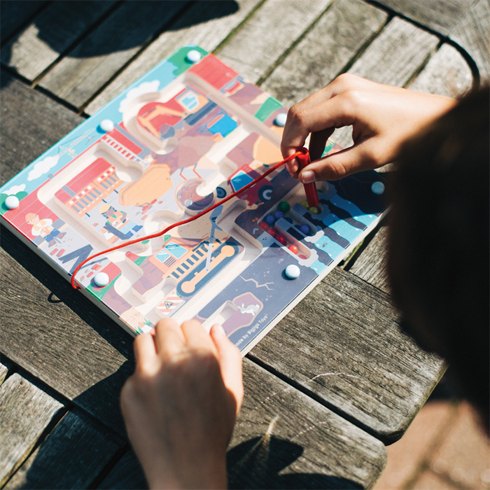 Labirynt magnetyczny dla dzieci Na budowie 34009-Bigjigs Toys, magnetyczne gry zręcznościowe dla najmłodszych