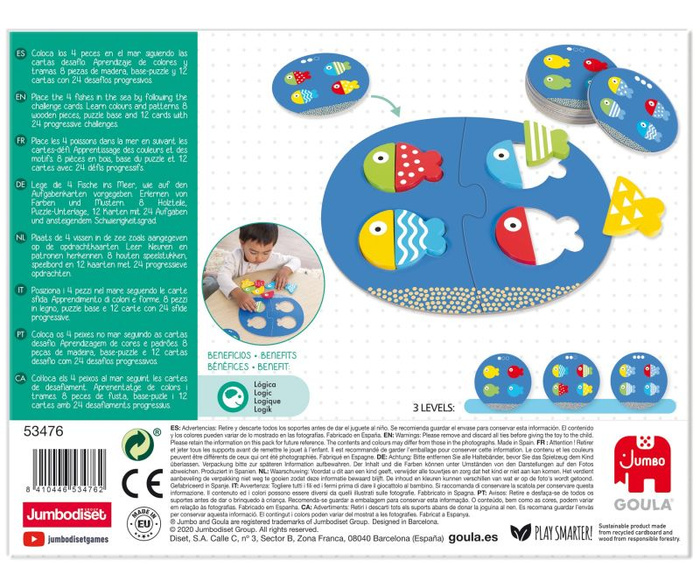 Gra edukacyjna Rybki dopasuj i miksuj Goula 53476 Drewniane zabawki dla dzieci