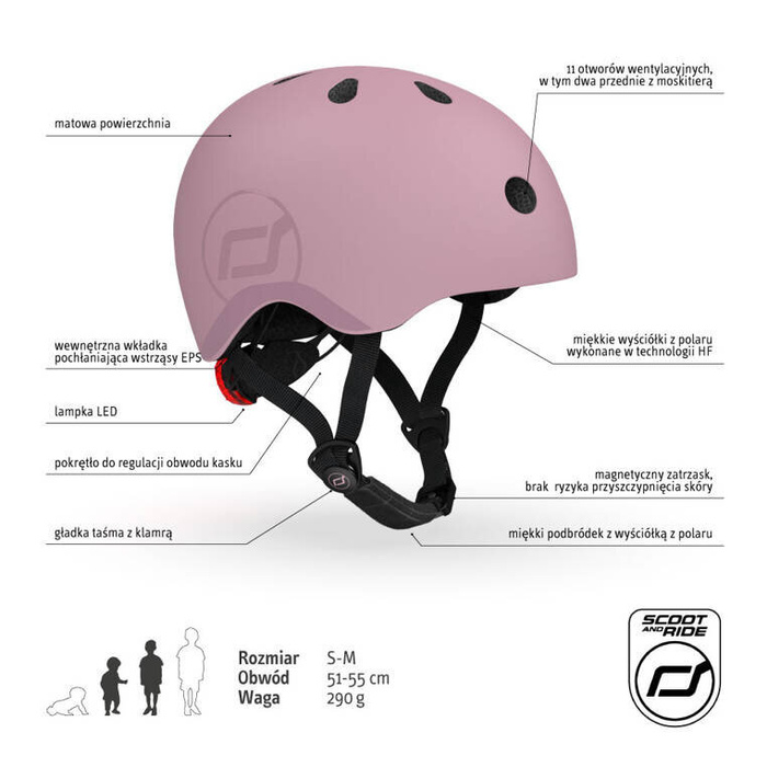 Kask S-M dla dzieci 3+ Wildberry Scootandride S00083