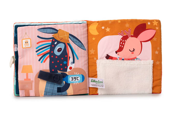 Miękka książeczka aktywizująca z mini-komforterem sarenka Stella i jej przytulanka 83491 Lilliputiens